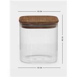 Банка для сыпучих BellaTenero «Эко. Квадрат». 800 мл, 10×10 см с бамбуковой крышкой, стекло, прозрачная