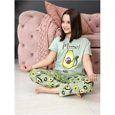 Пижама "Пуштунчик-брюки" (Фисташковый)