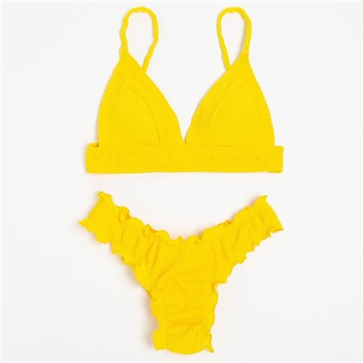 Купальник женский раздельный MINAKU со сборками цвет жёлтый, размер 42