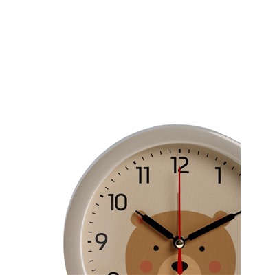 Будильник «Медвежонок», плавный ход, d=15 см, бежевый