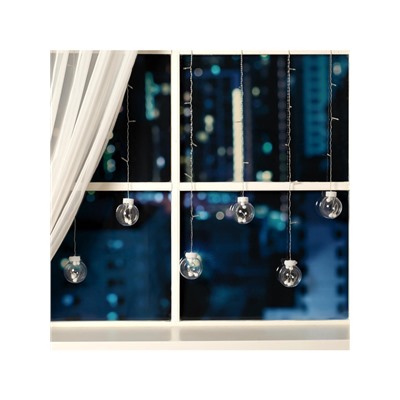 Гирлянда «Бахрома» 2.4×0.7 м с насадками «Шарики», IP20, прозрачная нить, 108 LED, свечение белое, 8 режимов, 220 В