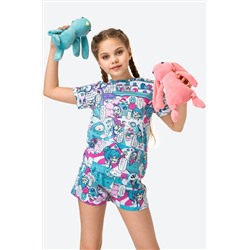 Хлопковая пижама для девочки с шортами Happyfox