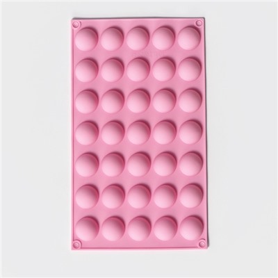 Форма для выпечки Доляна «Полусферы», силикон, 30×17.5 см, 35 ячеек (d=2.5), МИКС