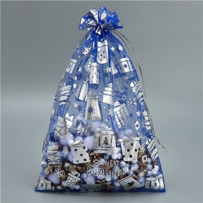 Мешочек подарочный новогодний органза «Зимние радости», 20×30 см ± 1.5 см