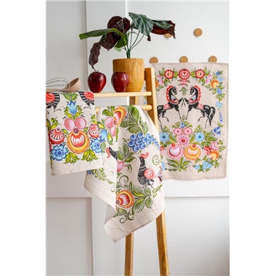 Полотенце кухонное Роспись (Бежевый)