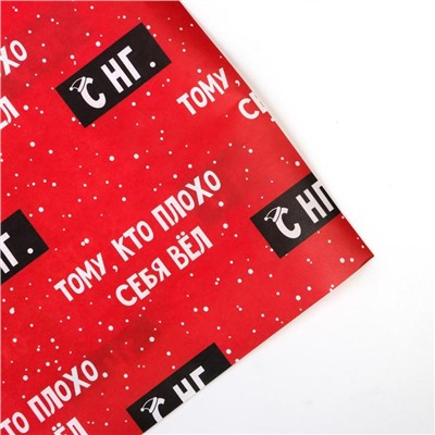 Бумага упаковочная крафтовая «Тому, кто плохо себя вёл», 50×70 см