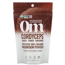 Om Mushrooms, кордицепс, сертифицированный на 100% органический грибной порошок, 100 г (3,5 унции)