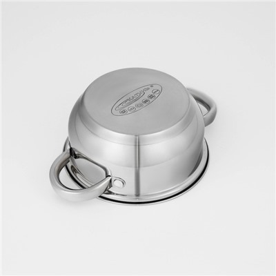 Набор кастрюль «Гретта», 3 предмета: 1.6 л, 2.2 л, 3.2 л, капсульное дно, индукция, нержавеющая сталь, AISI - 201