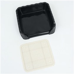 Туалет для собак с высокими бортами и съемной сеткой 38×36×12 см, чёрный