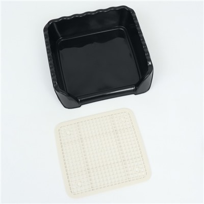 Туалет для собак с высокими бортами и съемной сеткой 38×36×12 см, чёрный