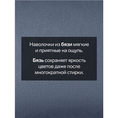 Комплект наволочек «Этель», 50×70 см, 2 шт., синий, бязь, хлопок 100%