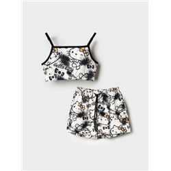 Комплект трикотажный для девочек: топ, шорты