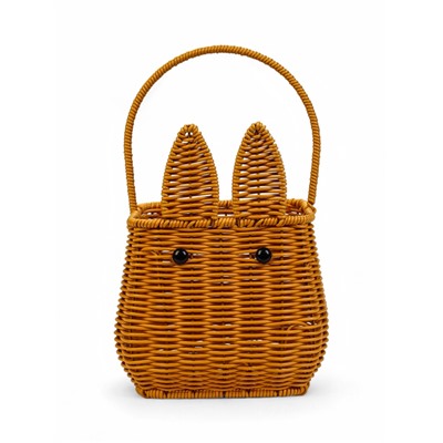 Корзина плетёная для хранения «Заяц», 17×17×17 см, ручка h=16 см, коричневая