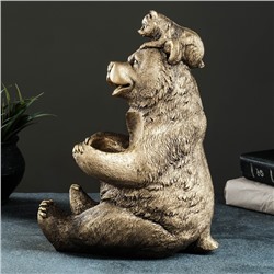 Подставка для бутылки «Медведь с енотом», 30×15×21 см, под бронзу с позолотой