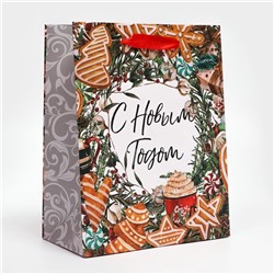 Пакет подарочный новогодний ламинированный «С Новым Годом!»,18×23×10 см