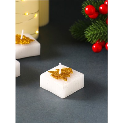 Набор свечей «Марки. Золотые ёлочки и звёзды», 4 шт., 10.5×10.5×3 см
