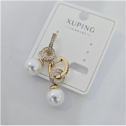 Серьги коллекция "Xuping" покрытие позолота, вставка: фианиты и искусственный жемчуг, арт.004.103