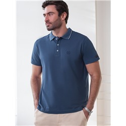 Футболка поло с плетеным воротником на пуговицах из эластичного хлопка