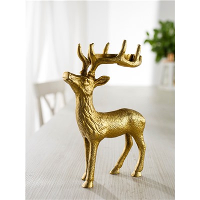 Подсвечник «Сохатый», 15.5×9×22.5 см, алюминий, золотой