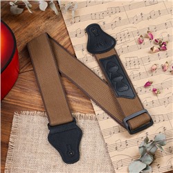 Ремень для гитары Music Life, коричневый с кармашком для медиаторов, 90-145 см, ширина 5 см