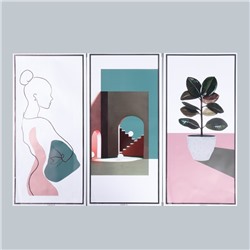 Наклейка интерьерная триптих «Абстракция. Девушка», набор 3 листа, 29.5×61 см