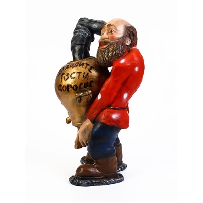 Садовая фигура из полистоуна «Дед с самоваром», 56×34×32 см