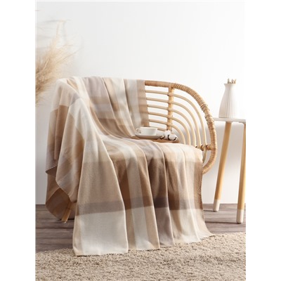 Плед флисовый «Экономь и Я. Клетка», бежевый, 150×130 см, флис 160 г/м²