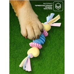 Игрушка жевательная для собак Пижон Premium на верёвке, 5 элементов, термопластичная резина, микс