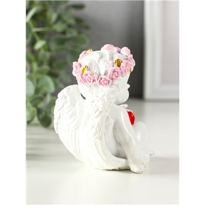 Фигурка светящаяся полистоун «Ангел - воздушный поцелуй в форме сердца», белый, 6.8×6×7.3 см