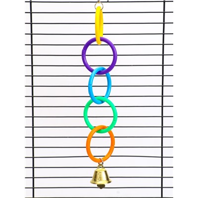 Игрушка для птиц «Разноцветные кольца», пластик, разноцветная