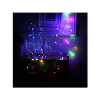 Гирлянда «Конский хвост» 10 нитей по 1 м, IP20, серебристая нить, 100 LED, свечение мульти, 12 В