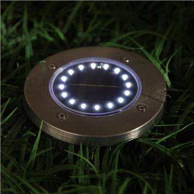 Садовый светильник, уличный, на солнечной батарее, 16 LED, свечение белое