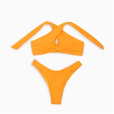 Купальник раздельный с завязками на шее женский MINAKU, горчичный, размер 42