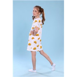 Платье-пижама для девочки Гамбургеры арт. ПД-020-039 (Белый)