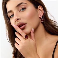 Комплект серьги и кольцо с камнем красного цвета, покрытие позолота, коллекция Дубайское золото, арт.215.646-17