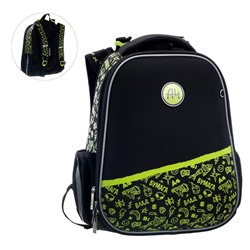 Рюкзак каркасный Hatber Ergonomic Classic «Влад А4», 37×29×17 см, чёрный/жёлтый NRk_71008
