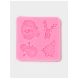 Молд для заливки «Новогодний антураж», силикон, 7.5×7.2 см, розовый