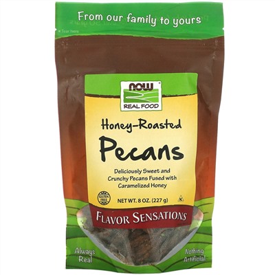 Now Foods, Real Food, жареный пекан в медовой глазури, 227 г (8 унций)