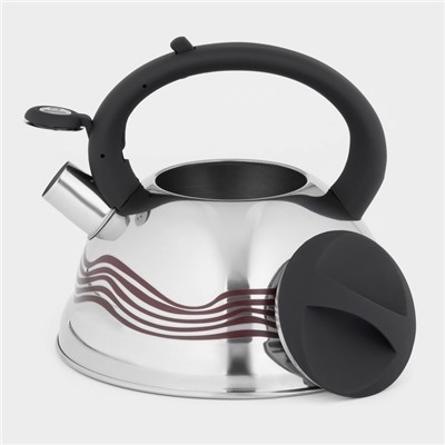 Чайник Доляна «Волна», 2.8 л, со свистком, с индикатором нагрева, фиксированная ручка, нержавеющая сталь