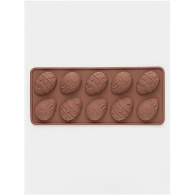 Форма для шоколада Доляна «Пасха», силикон, 23×10×1.5 см, 10 ячеек (4.2×3 см), коричневая