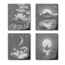 Тетрадь  48л  клетка на спирали пластик. обложка, ч/б запечат. титульн.лист "Лунный пейзаж" 01545(Т208) SVETOCH