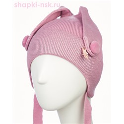 02-87-E Шапка с ушками для девочки флис (48-52)