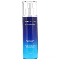 Missha, Super Aqua Ultra Hyalron, увлажняющая эмульсия, 130  мл (4,39 жидк. унций)
