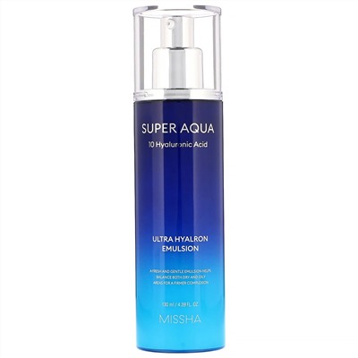 Missha, Super Aqua Ultra Hyalron, увлажняющая эмульсия, 130  мл (4,39 жидк. унций)