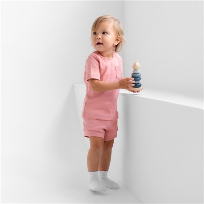 Комплект детский: футболка и шорты MINAKU, рост 62-68 см, пыльно-розовый