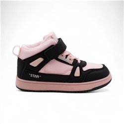 Кроссовки высокие демисезонные А7778-33 черно розовые