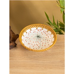 Тарелка керамическая с ротангом, 18×18×3.7 см, МИКС