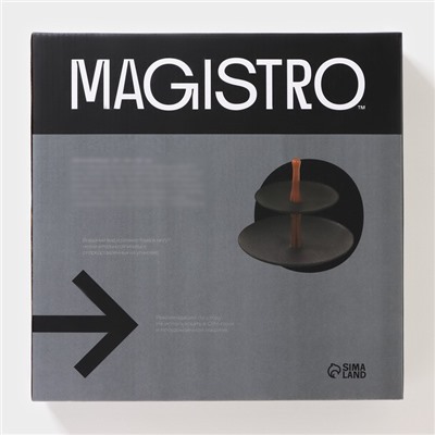 Этажёрка для фруктов и десертов Magistro «Галактика», 2 яруса, 19/27×22 см, фарфор, чёрная