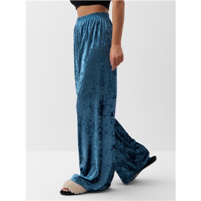 Брюки домашние женские KAFTAN Velvet, размер 52-54, синие