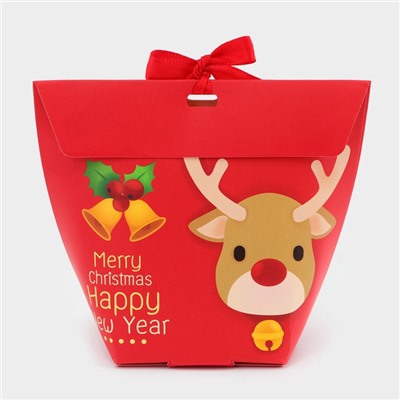 Подарочная новогодняя коробка, складная фигурная «Праздничный Оленёнок» 7×5.5×10 см
